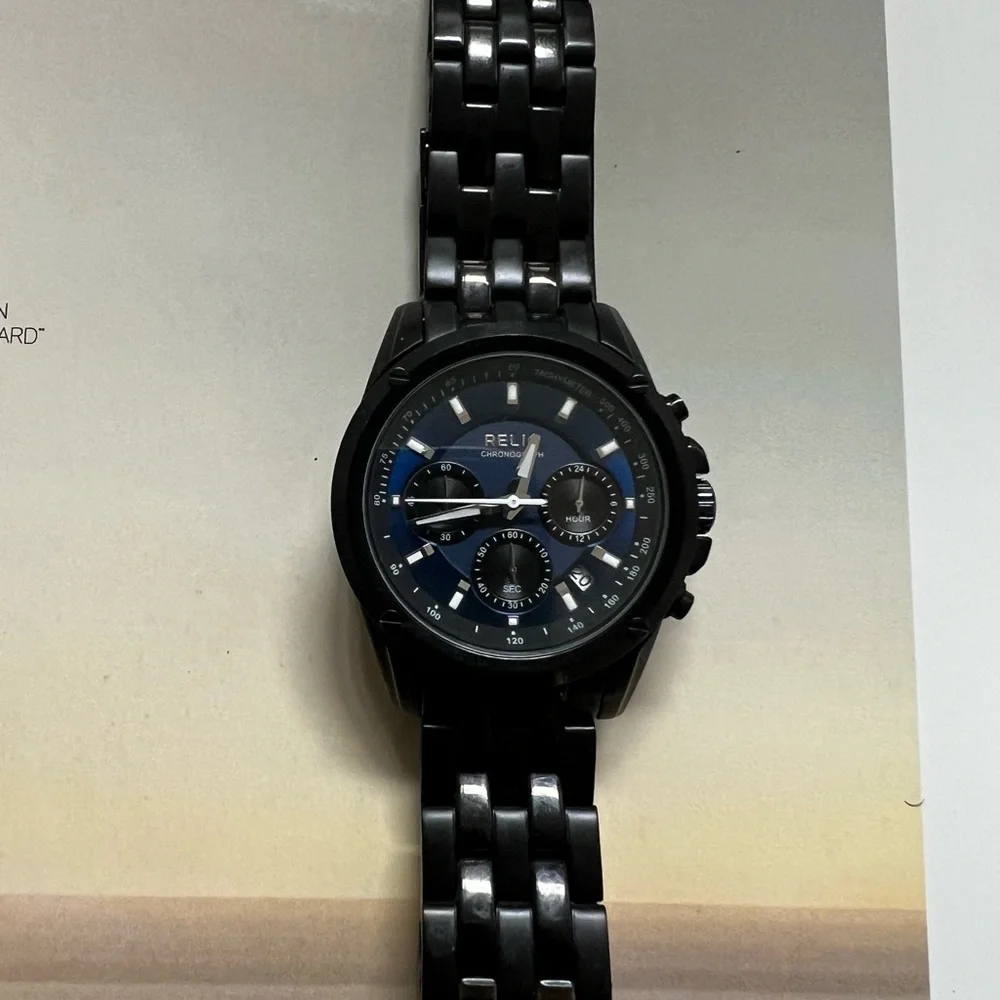 Relic Black and Blue Chronograph Timepiece